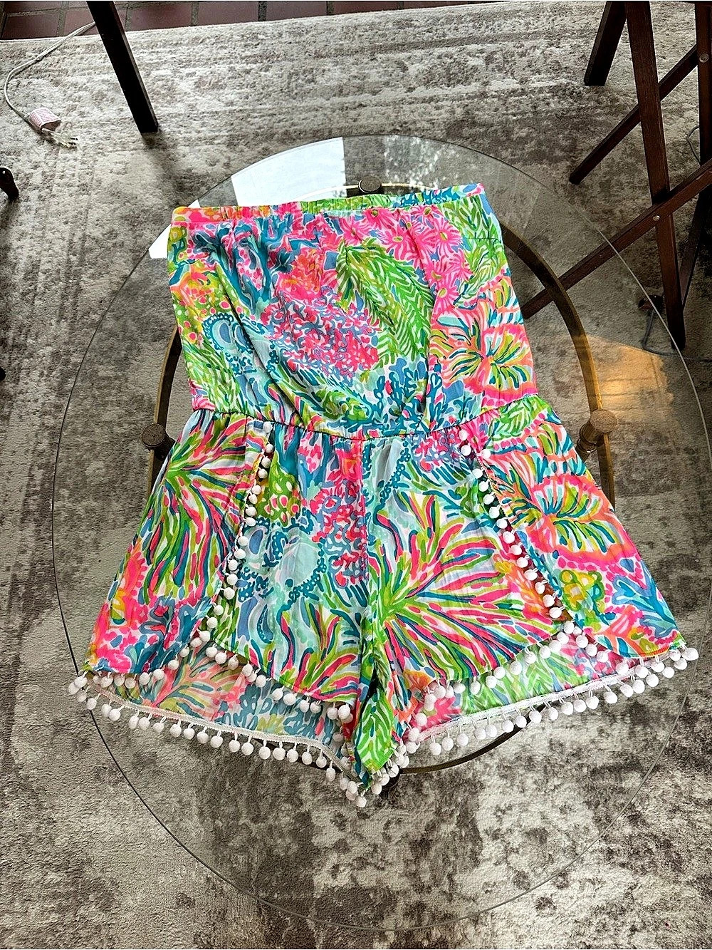 Lilly Pulitzer Daisy Strapless Romper Pink & Green Size XL